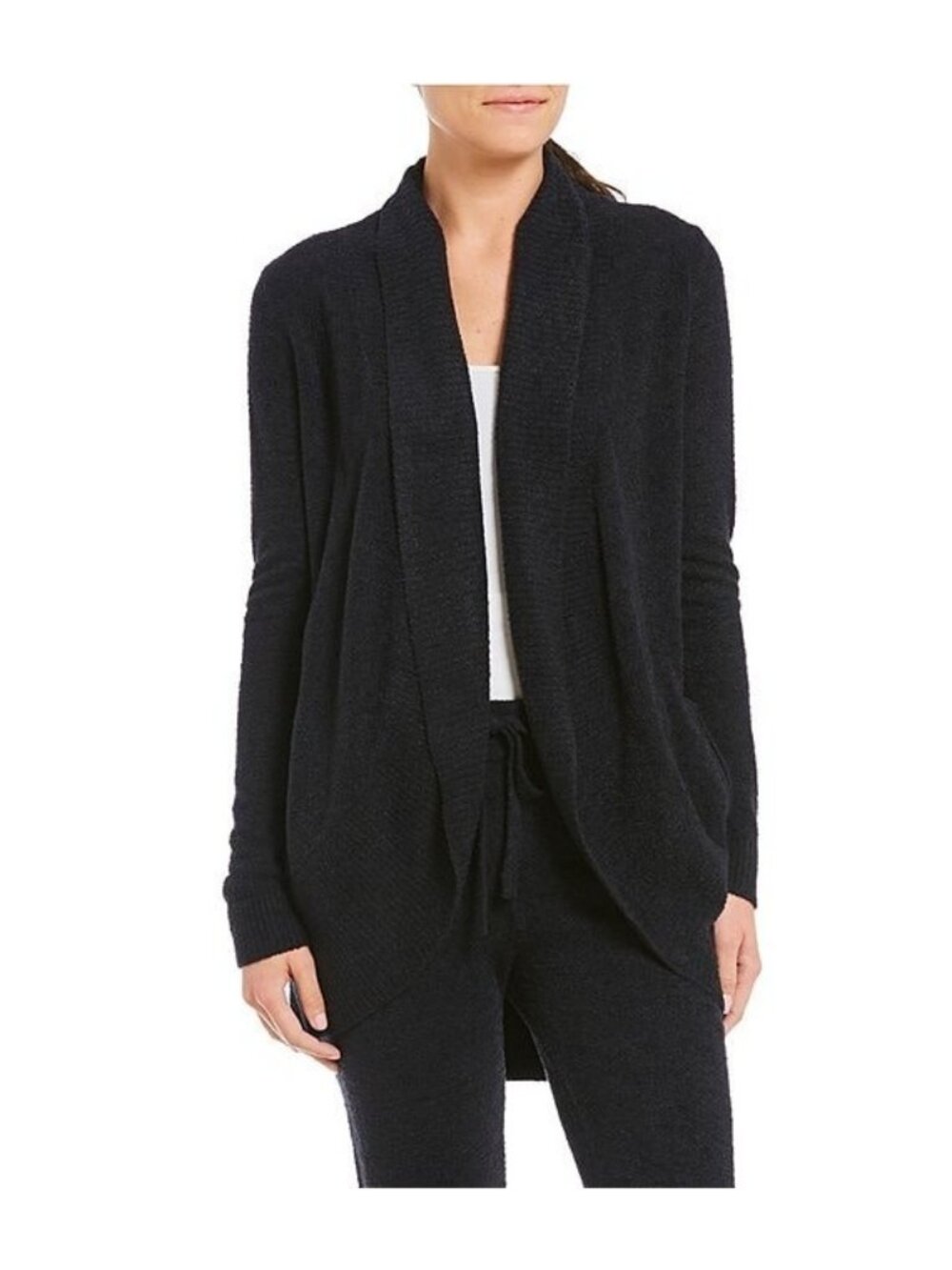 Barefoot Dreams CozyChic Lite Bamboo XS S Circle Lounge Cardigan black knit